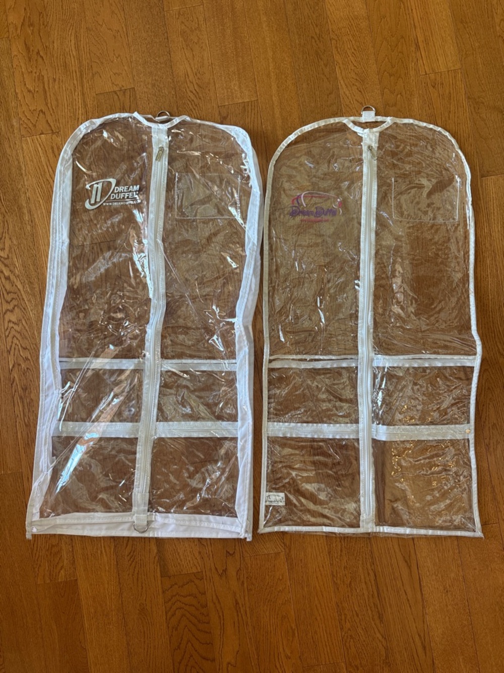 Dream Duffel Clear Vinyl Garment Bags with White Trim - Set of 2